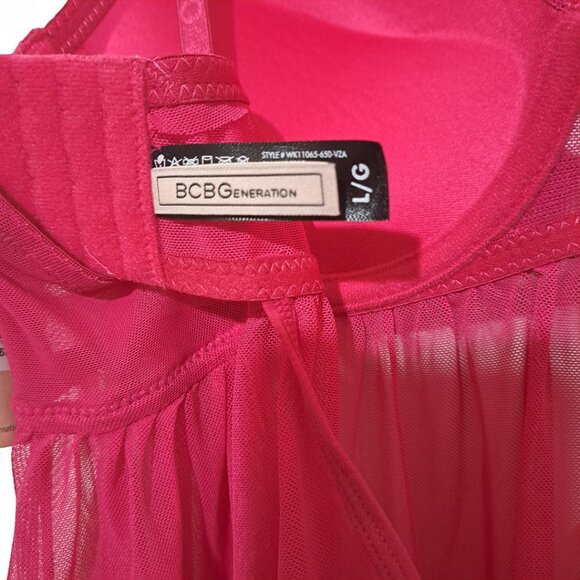 BCBGeneration Large Hot Pink Pushup Babydoll Nighty & Thong Set NWT - Picture 10 of 10